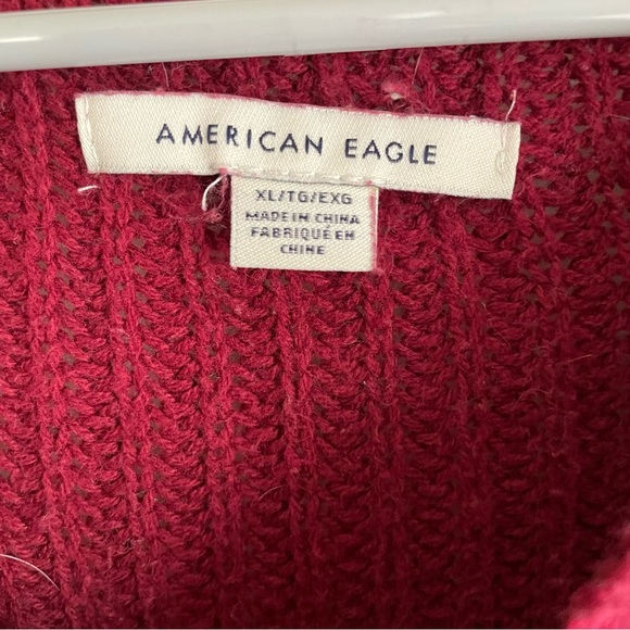 American Eagle Women’s Red Striped Cable Knit Long Sleeve Sweater Top Sz XL - Picture 4 of 5